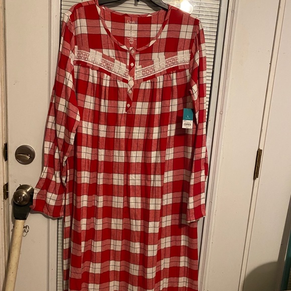 red and white long sleeve plaid flannel pajamas - Picture 6 of 9